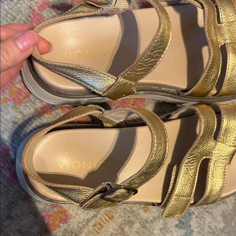 Vionic Solana Gold Metallic Platform Sandals Orth… - image 5